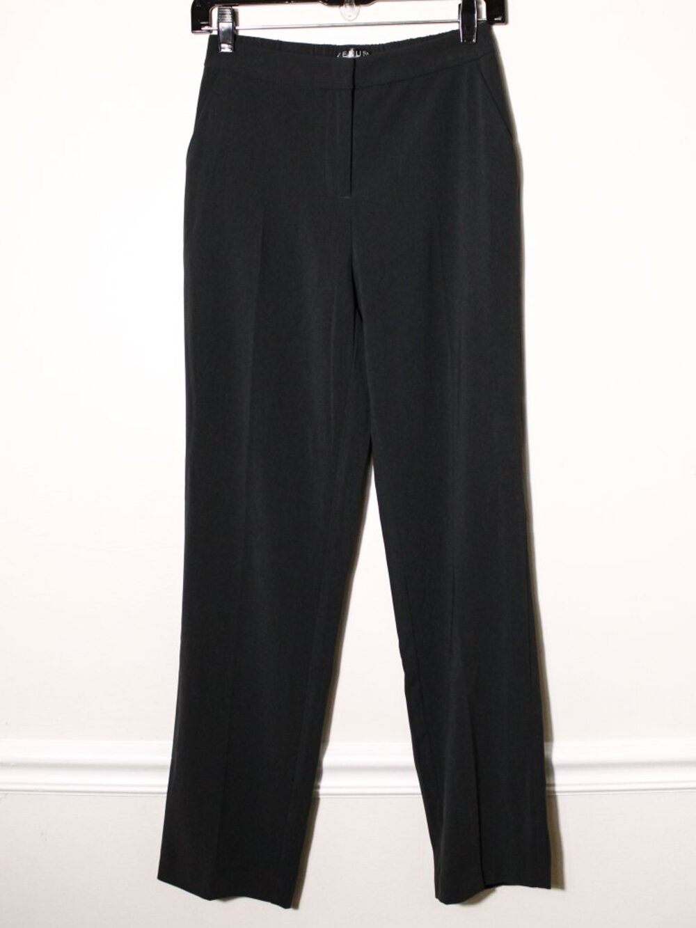 Venus High Waisted Elastic Back Straight Leg Dress Pants Business Casual Black 2